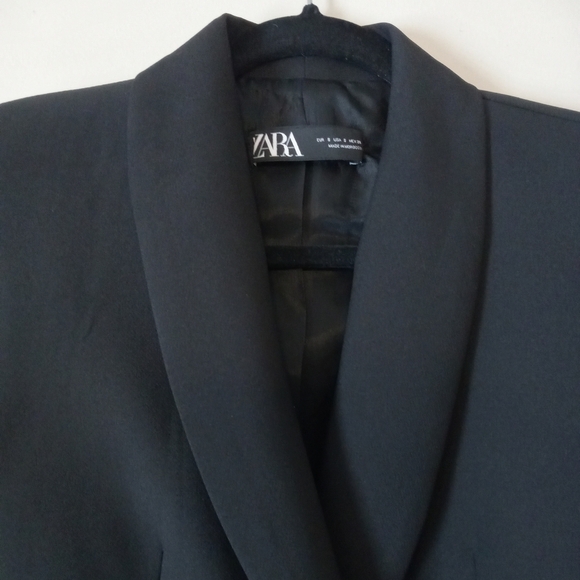 ZARA DOUBLE BREASTED LONG BLAC BLAZER DRESS BLACK SIZE S 8285/642 - Picture 5 of 10